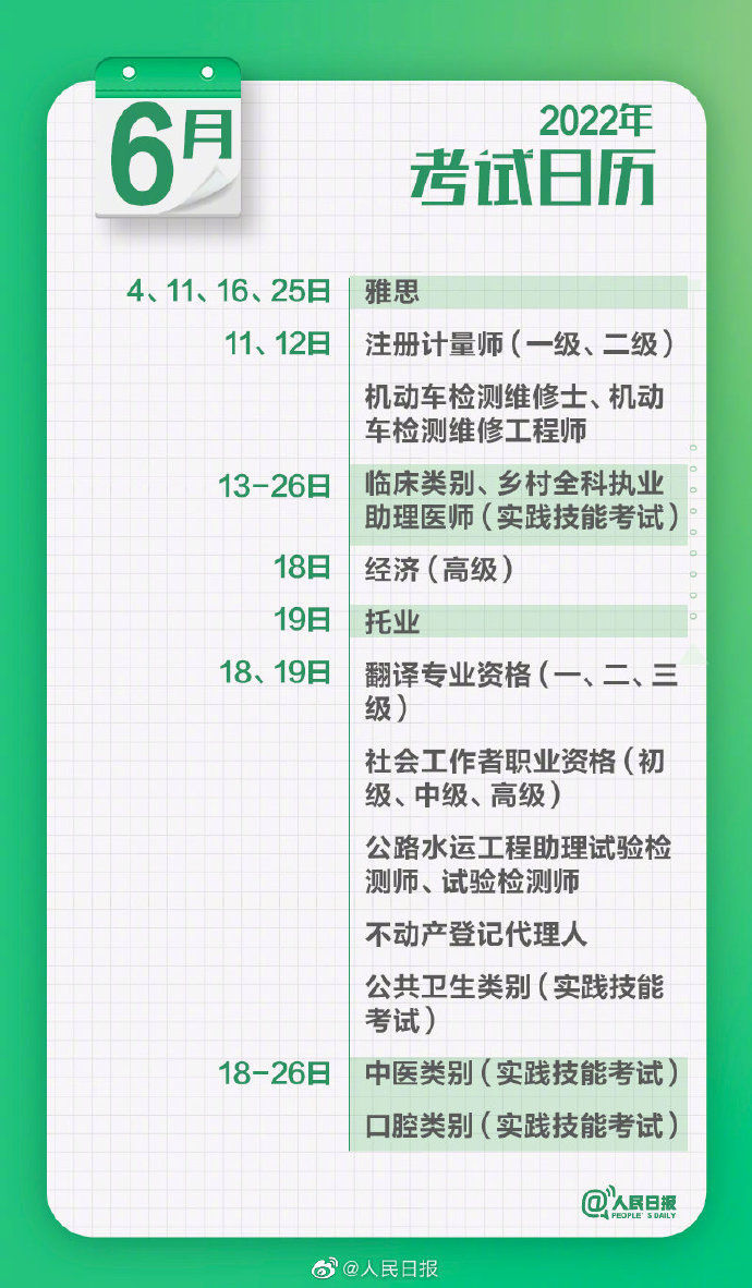 收好这份2022年考试日历 愿你2022逢考必过！