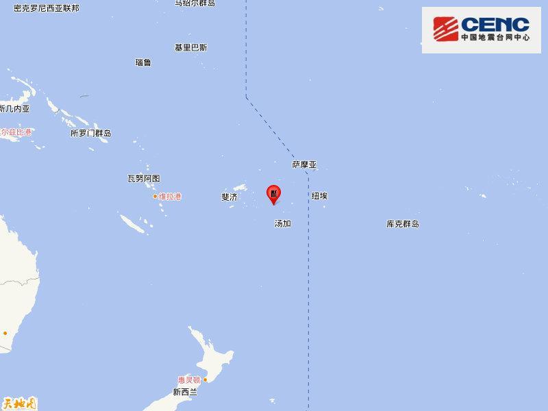 斐济群岛发生6.0级地震 震源深度20公里