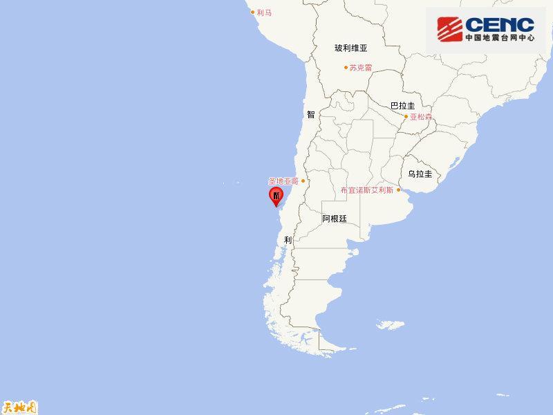 智利中部沿岸近海发生5.6级地震 震源深度10千米