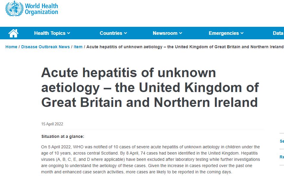 英国不明病因儿童肝炎病例破百