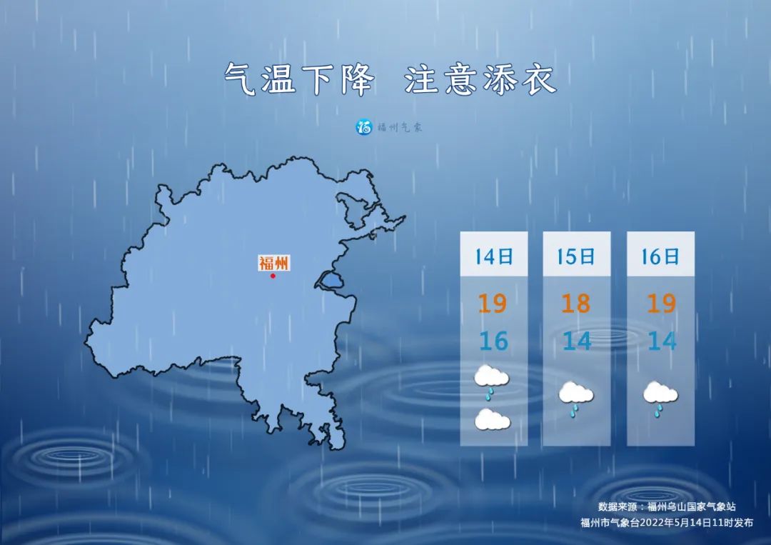 今明两日福州仍有雨 16日起雨水逐渐停歇