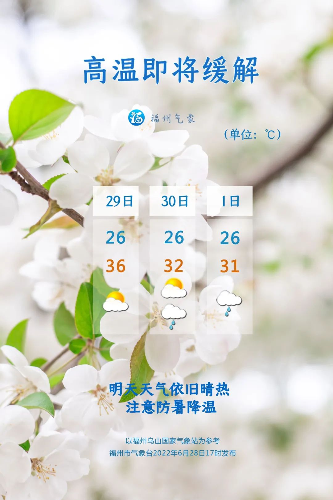 30日起福州高温有所缓解 气温下滑至30℃左右