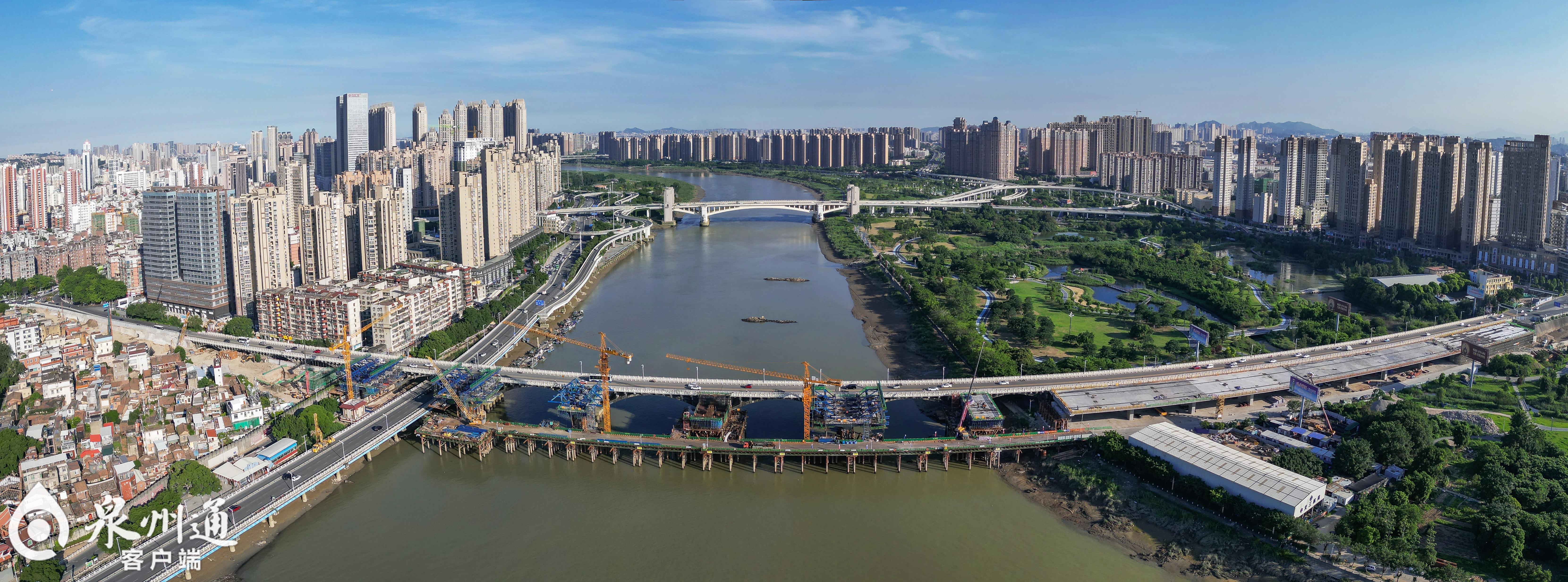 泉州大桥扩改工程晋江南岸现浇箱梁完工
