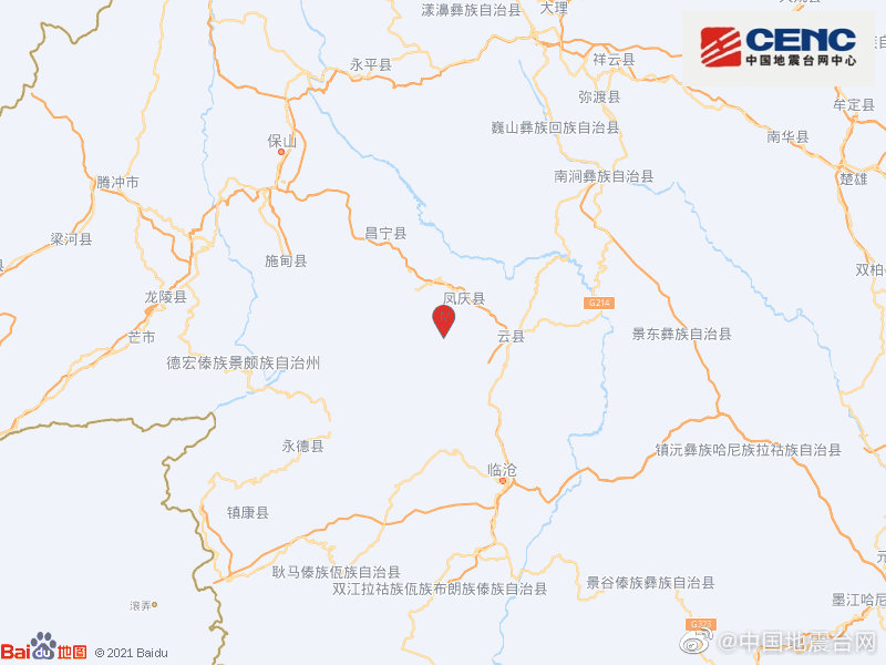 云南临沧市凤庆县发生3.3级地震 震源深度8千米