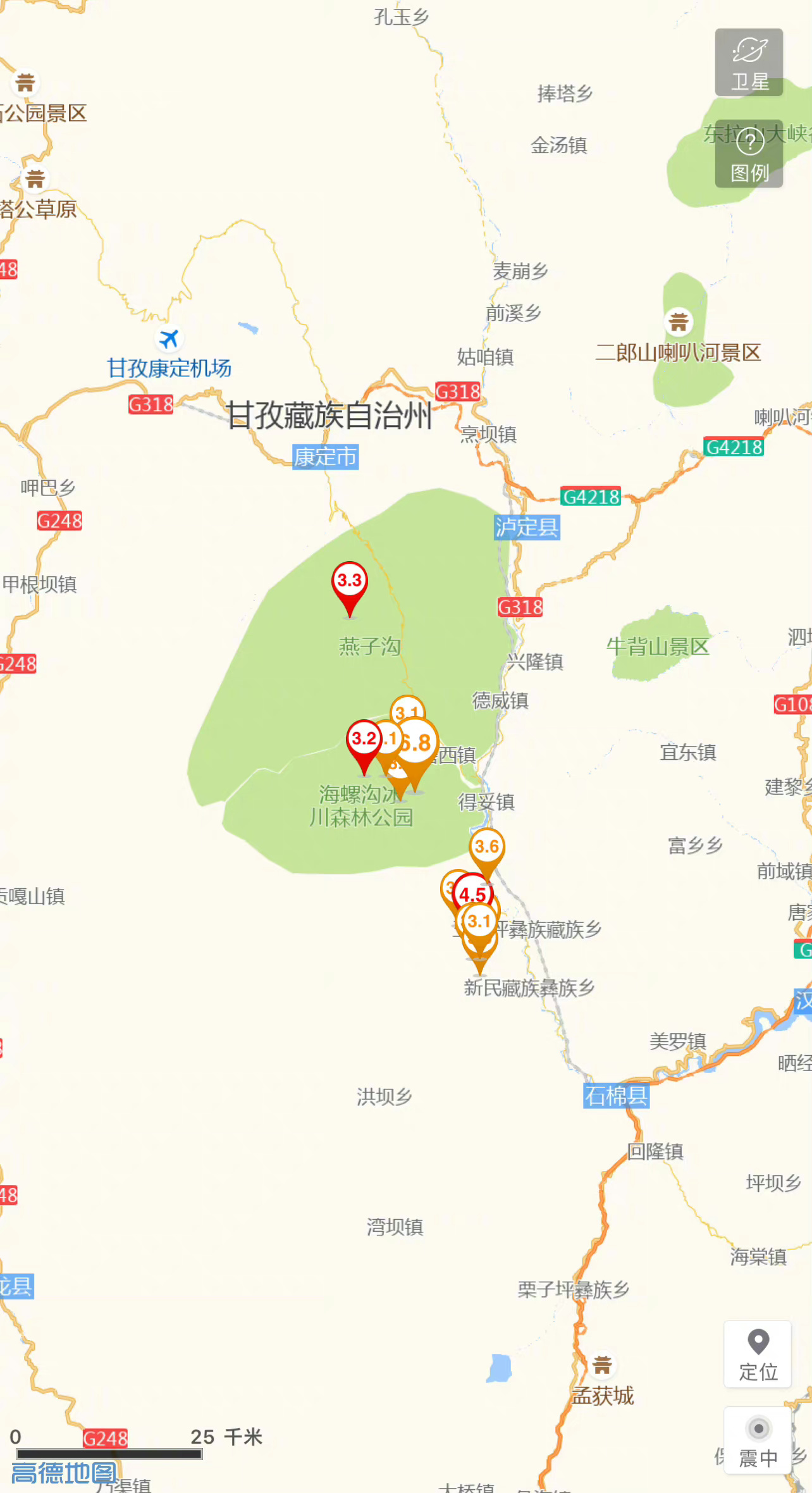 四川泸定地震已记录到3.0级及以上余震13次