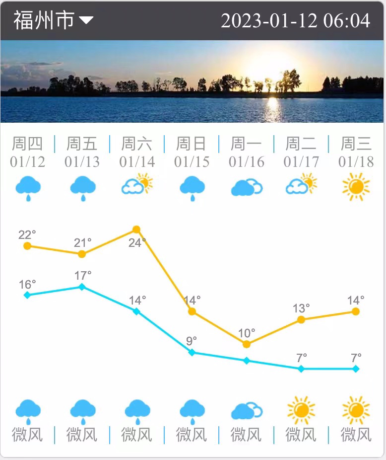 福州：“换季式”降温将出现在本周末