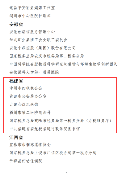 全国三八红旗手（集体）拟表彰对象公示 福建这些人和集体入选