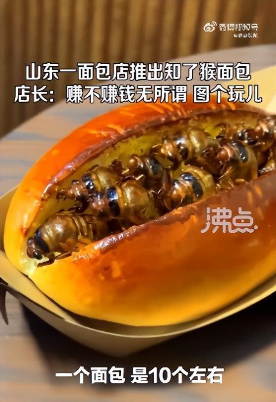 山东一面包店推出知了猴面包