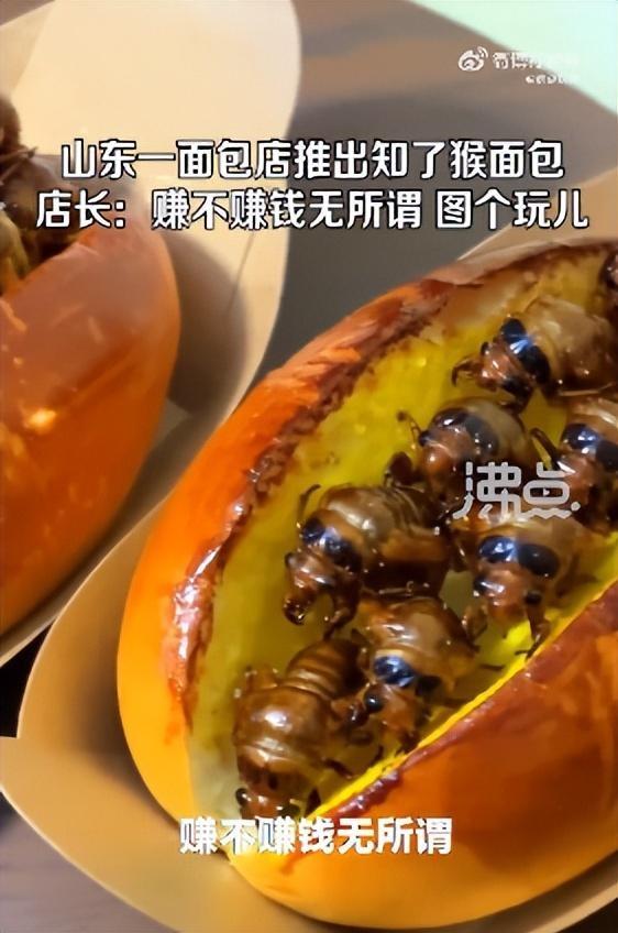 山东一面包店推出知了猴面包