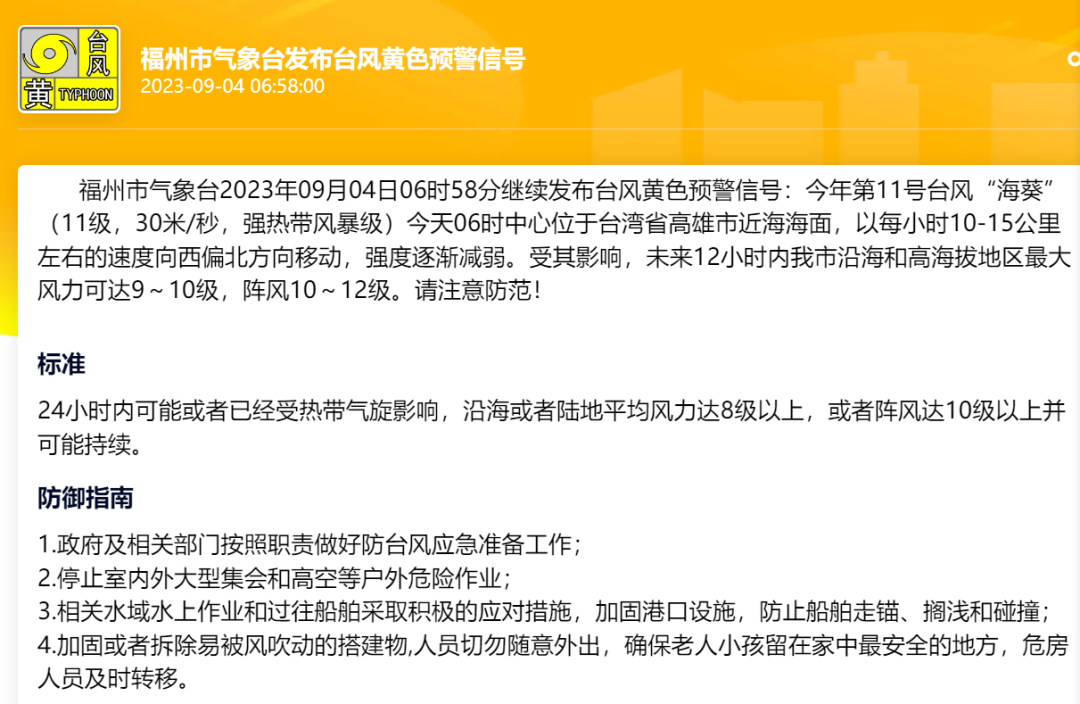 预警升级！台风“海葵”明日二次登陆！福州将迎暴雨！