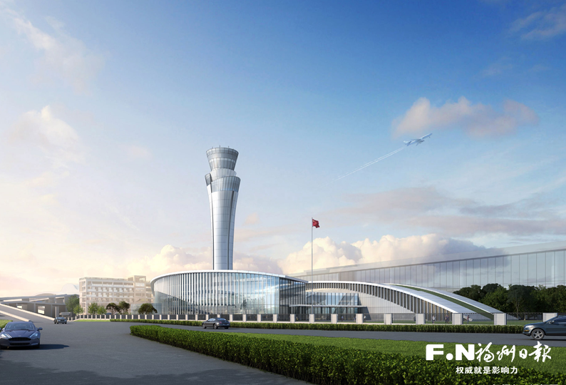 福州机场二期空管工程塔台封顶 以茉莉花为设计原型