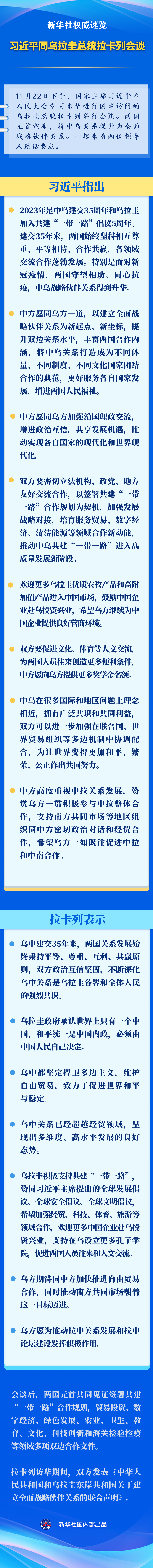 新华社权威速览丨习近平同乌拉圭总统拉卡列会谈