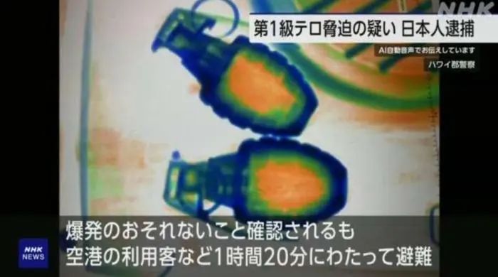 日本男子携手榴弹在美国机场被捕