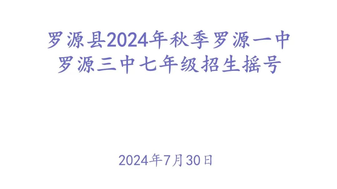 罗源一中、罗源三中七年级招生摇号录取名单公示