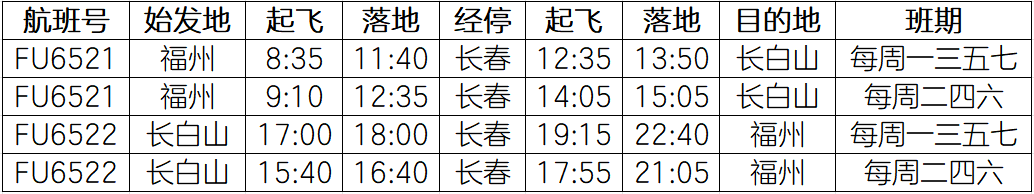 从福州出发至长白山！开通时间定了！