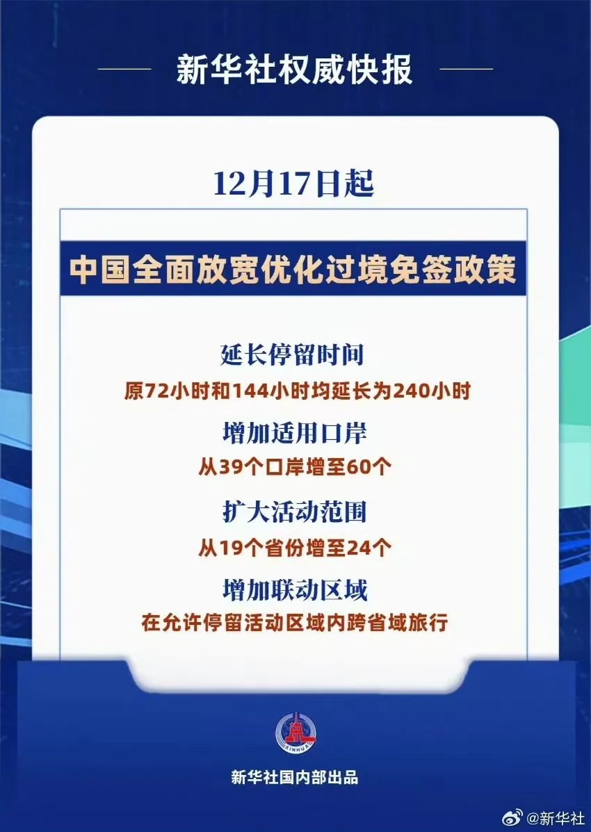 福州列入！中国全面放宽优化过境免签政策