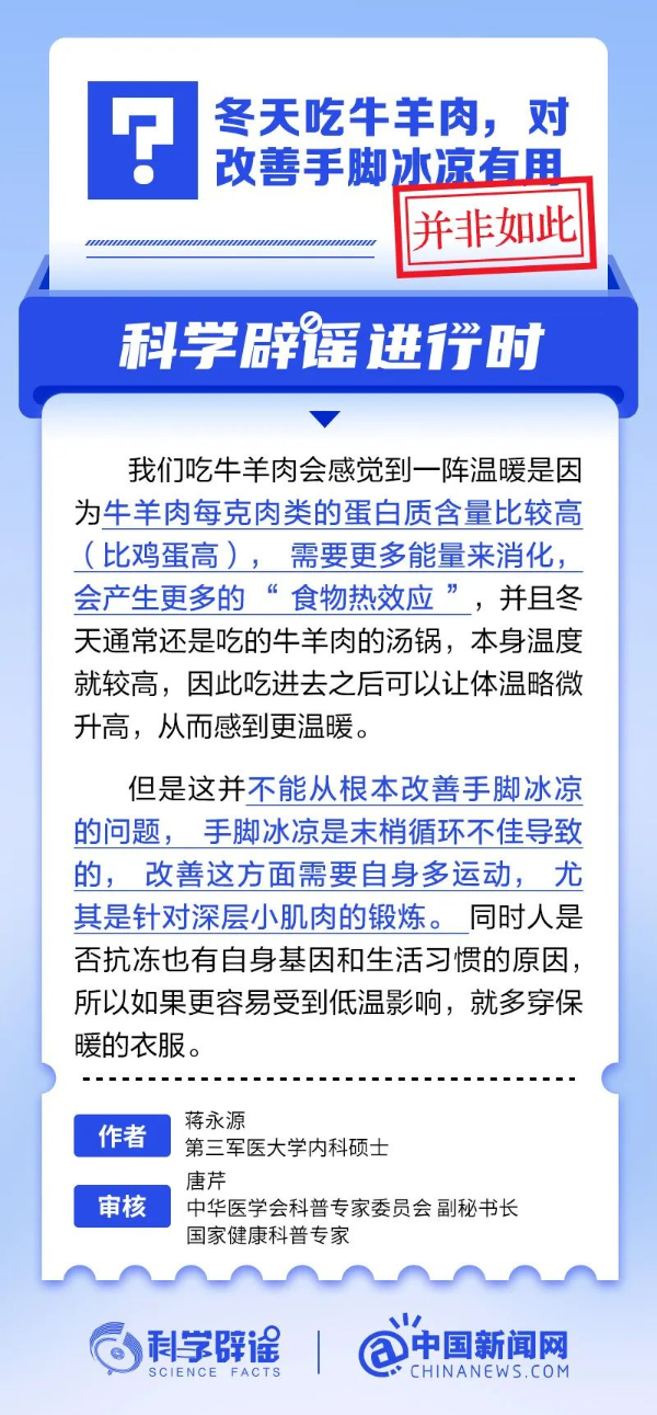 冬天吃牛羊肉，对改善手脚冰凉有用？