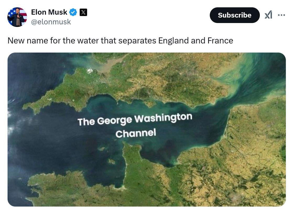 马斯克提议英吉利海峡更名
