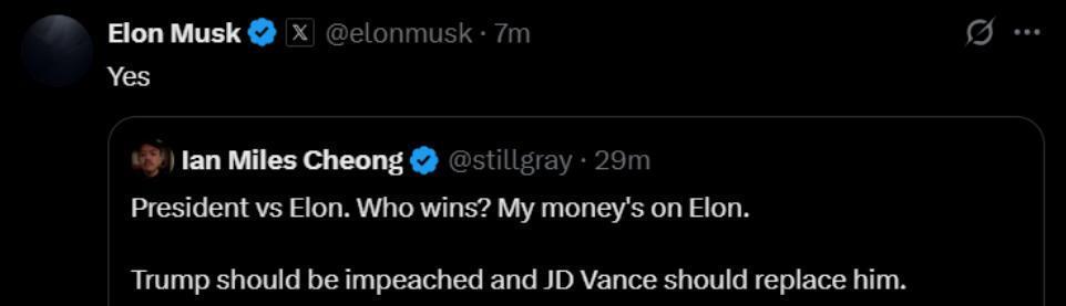 马斯克：特朗普应该被弹劾