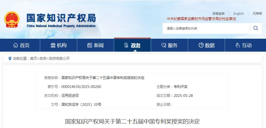 厦门大学荣获中国专利金奖！