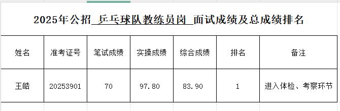 王皓考编总成绩第一