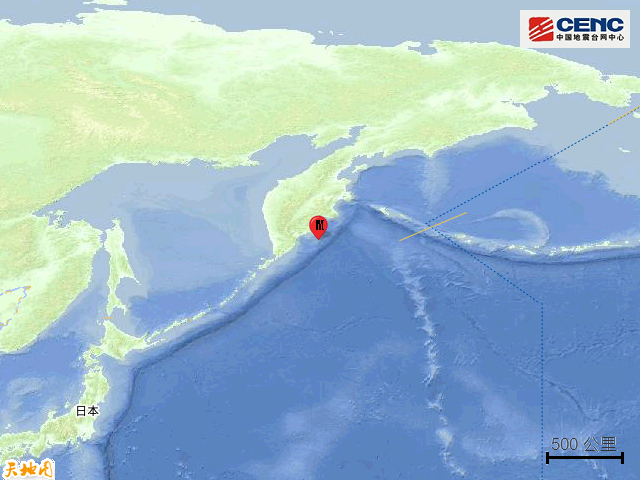 堪察加东岸远海突发5.7级地震