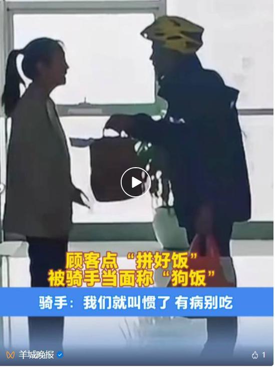 女子点“拼好饭”被骑手当面称狗饭