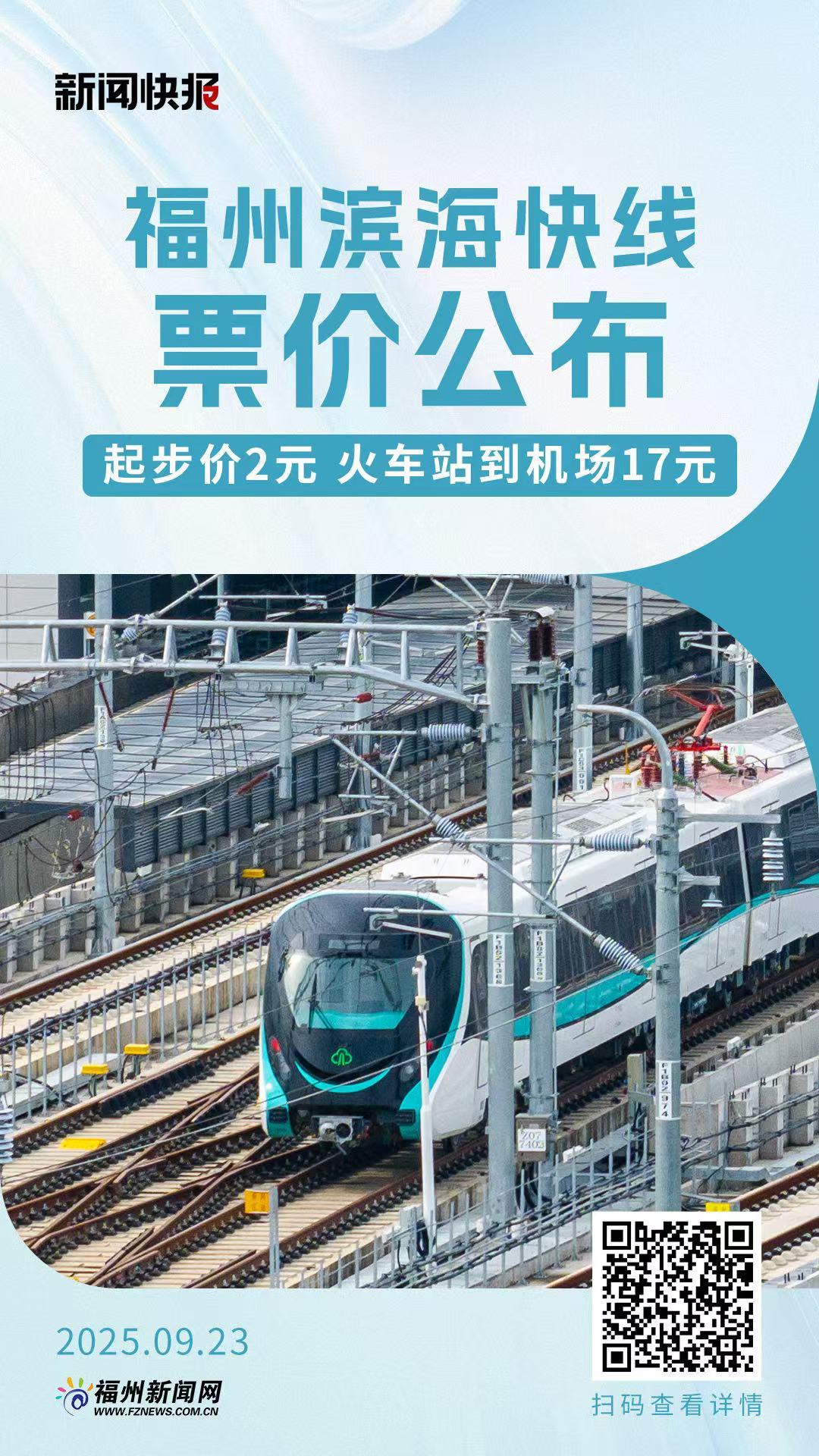 起步价2元、火车站到机场17元！福州滨海快线票价公布