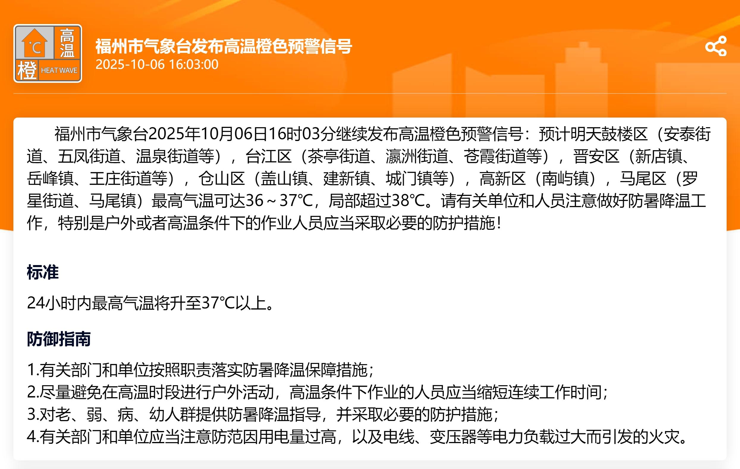 热热热！福州发布高温橙色预警