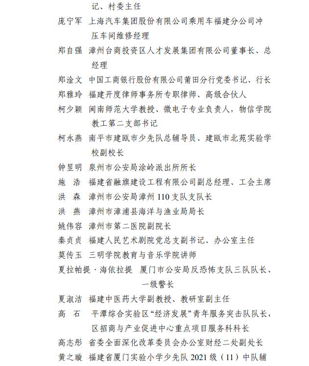 公示！福建青年五四奖章、福建新时代青年先锋、“两红两优”拟表彰名单来了