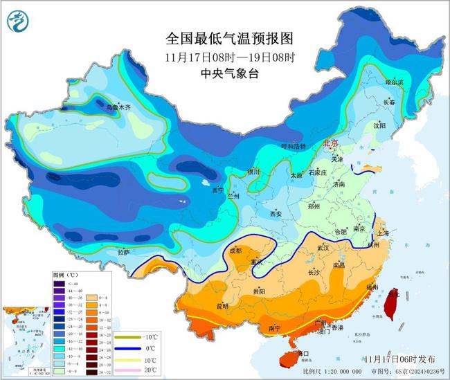 寒潮、大风蓝色预警继续发布 江南华南等地部分地区将降温10至12℃