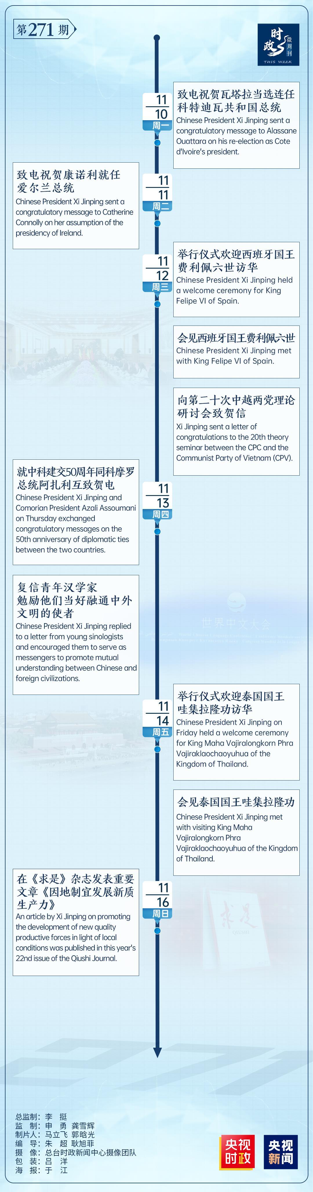 时政微周刊丨总书记的一周（11月10日—11月16日）