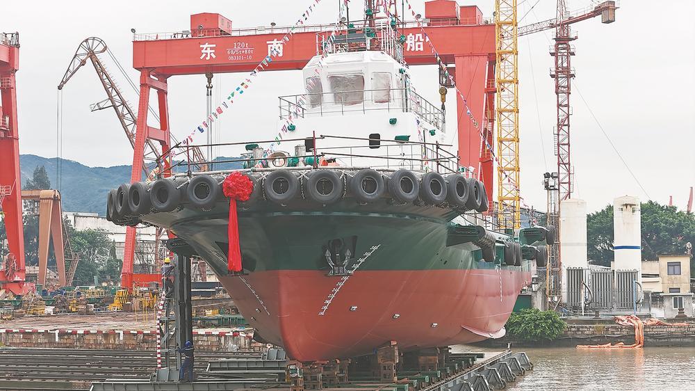 福州港首艘纯电拖轮下水 福州港首艘纯电拖轮下水