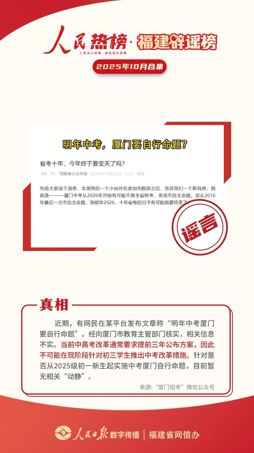 福建辟谣榜10月合集