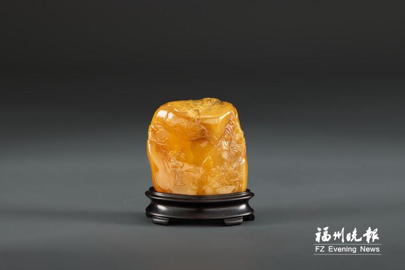 寿山石（求索） 寿山石山水人物纹山子摆件z387|德信致远