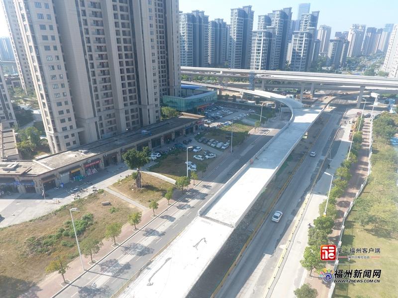 横屿路桥梁上部结构施工全部完成 桥下道路同步开放交通