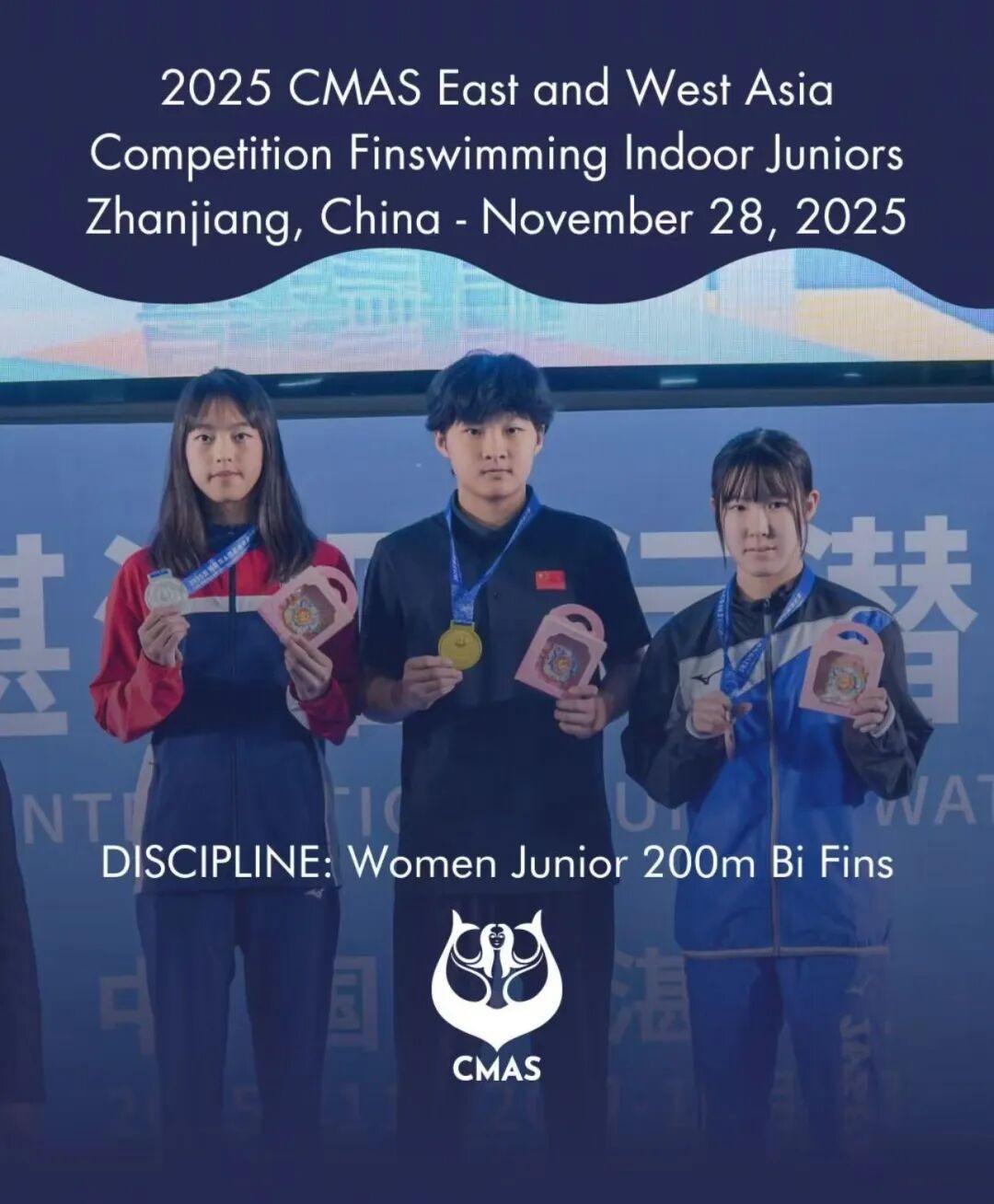 14岁福建小将马杨节，亚洲蹼泳锦标赛夺双冠！