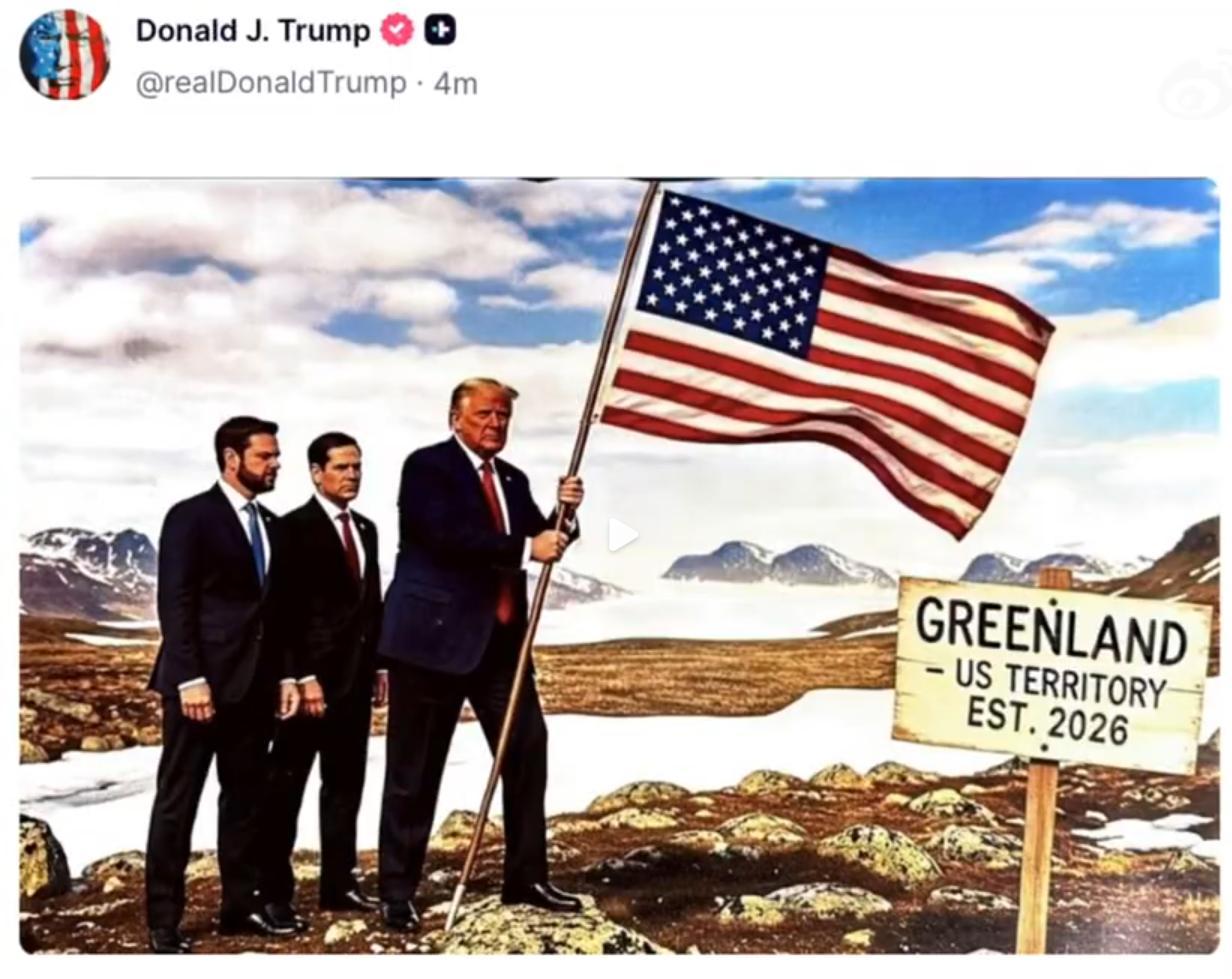 特朗普发布登上格陵兰岛图片