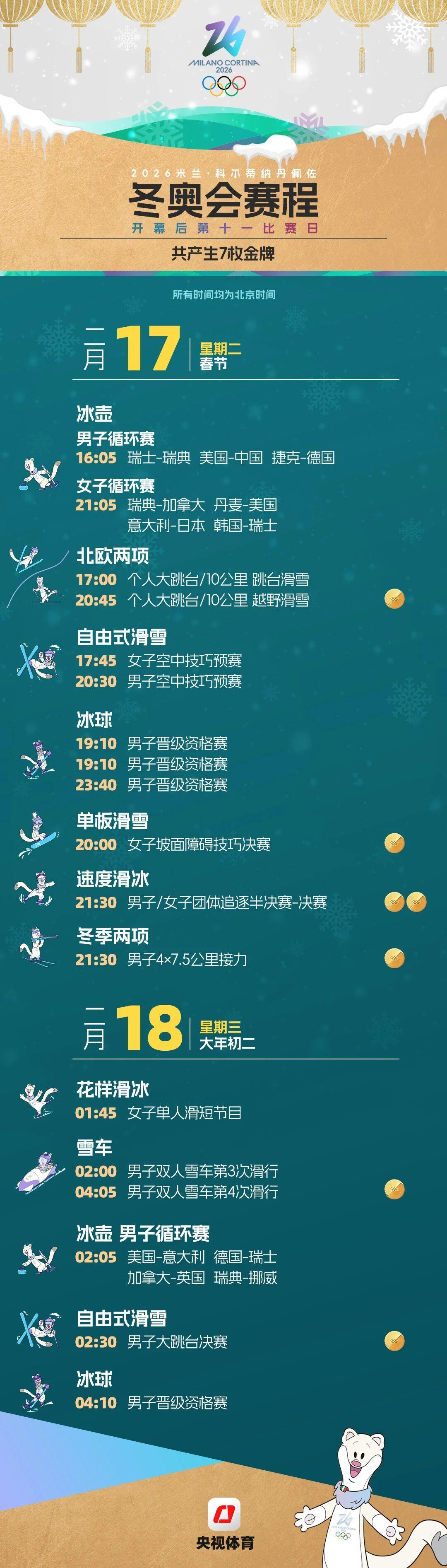米兰冬奥会赛程全掌握！一键收藏，观赛不迷路→