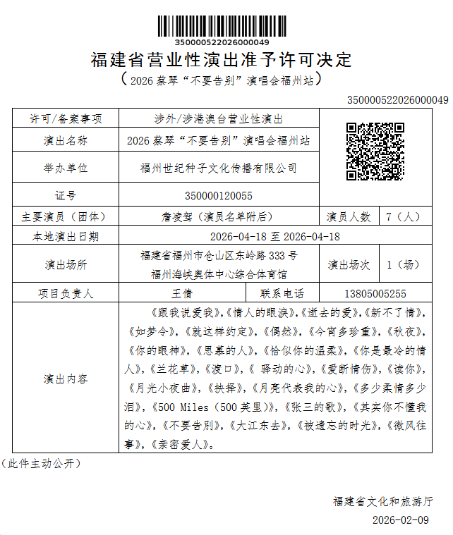蔡琴、彭佳慧、Tank吕建忠要来福州开演唱会！还有蔡依林、颜人中、苏见信……