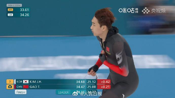 高亭宇获得米兰冬奥会速度滑冰男子500米第七名