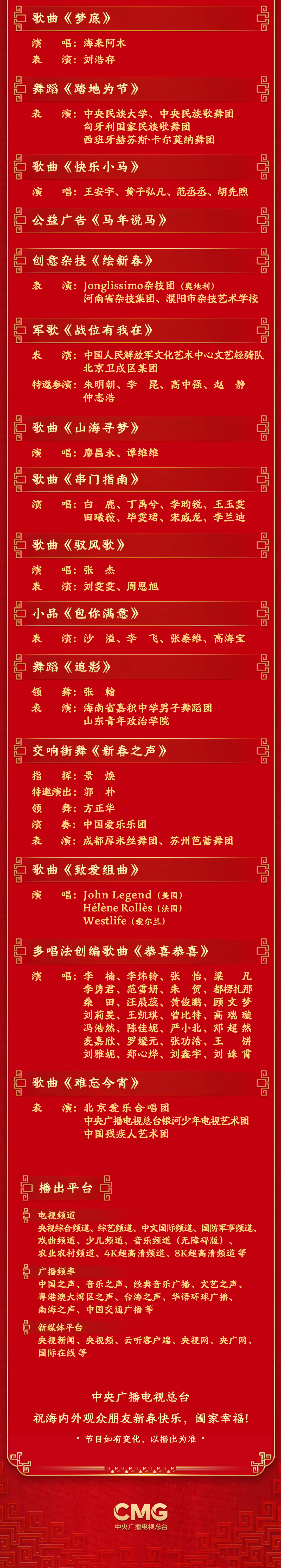 央视马年春晚节目单,来了! 央视马年春晚节目单,来了!