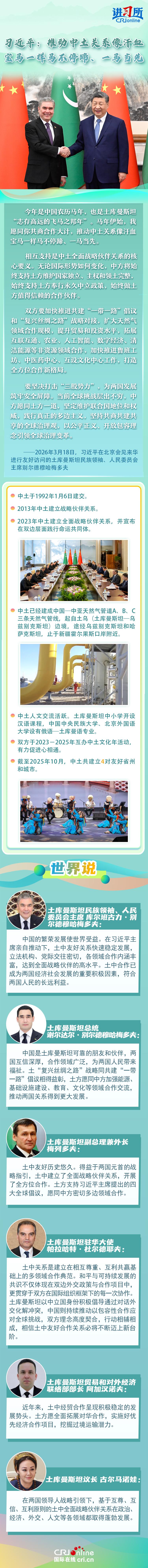 【讲习所·中国与世界】习近平：推动中土关系像汗血宝马一样马不停蹄、一马当先
