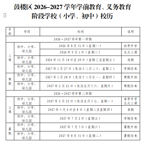 福州鼓楼区公布春秋假放假安排 福州鼓楼区公布春秋假放假安排