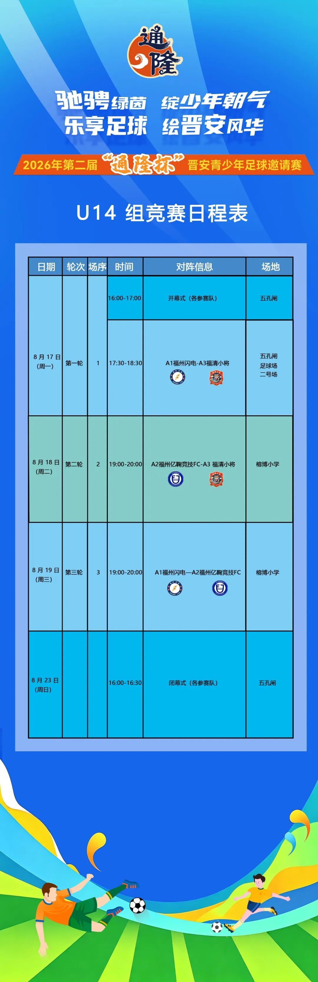 2026年第二届 “通隆杯” 晋安青少年足球邀请赛8月17日燃情揭幕 2026年第二届 “通隆杯” 晋安青少年足球邀请赛8月17日燃情揭幕