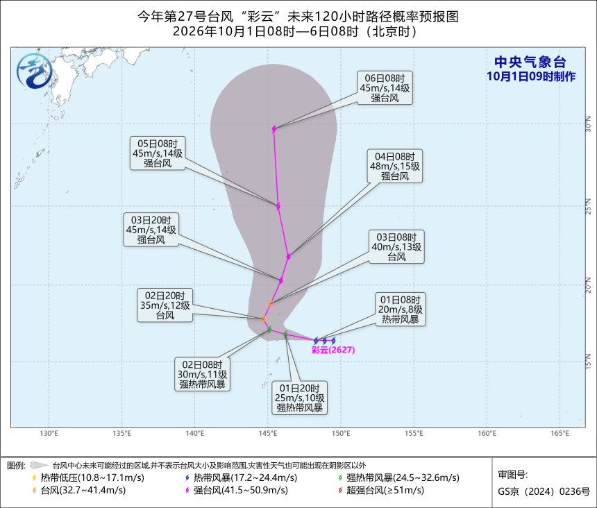 第27号台风“彩云”生成，最强可达强台风级！福州国庆假期降温降雨齐上线